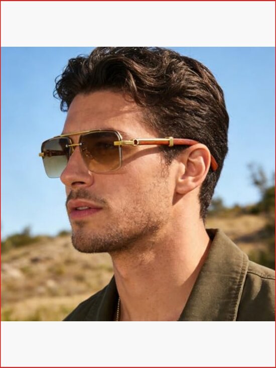 Rimless Square Sunglasses for Men Women Vintage Frameless Rectangle Shades main image 7